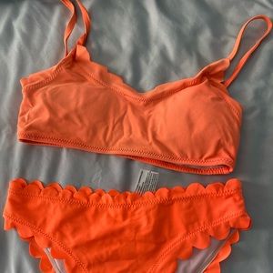 Scalloped orange bikini set